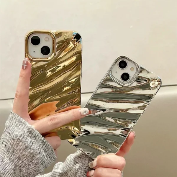 Luxury 3D Silk Wavy Pattern Phone Case For iPhone 14 Pro Max 13 17 11 16 12 15 Pro Max Air XR XS X 7 8 Plus SE Solid Color Cover - Image 4