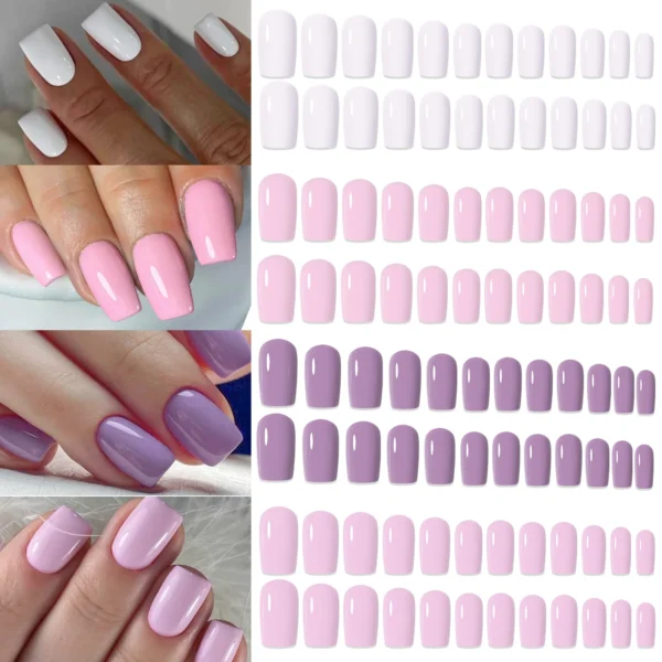 96pcs Boxed 4color Short Nail Tips Ballet/Coffin/Square Full Cover Matte Bright False Nails Press-On Nails DIY Manicure Design - Image 4