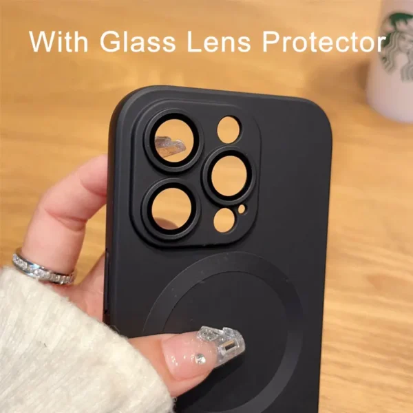 For Magsafe Magnetic Wireless Charge Case For iPhone 16 15 14 13 12 11 Pro Max 16 Plus 16e Silicone Glass Lens Protection Cover - Image 6