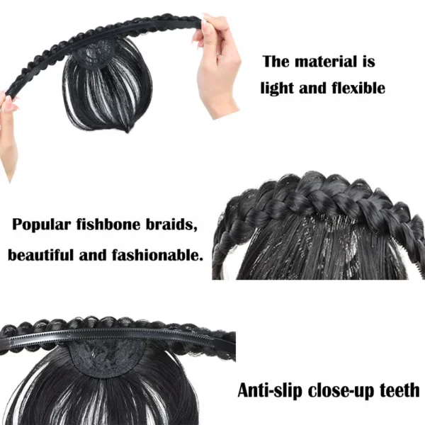 Synthetic New Hair Accessories With Bangs Braids Headband Hair Extension High Temperature Fiber Fake Hair for Women - Image 4