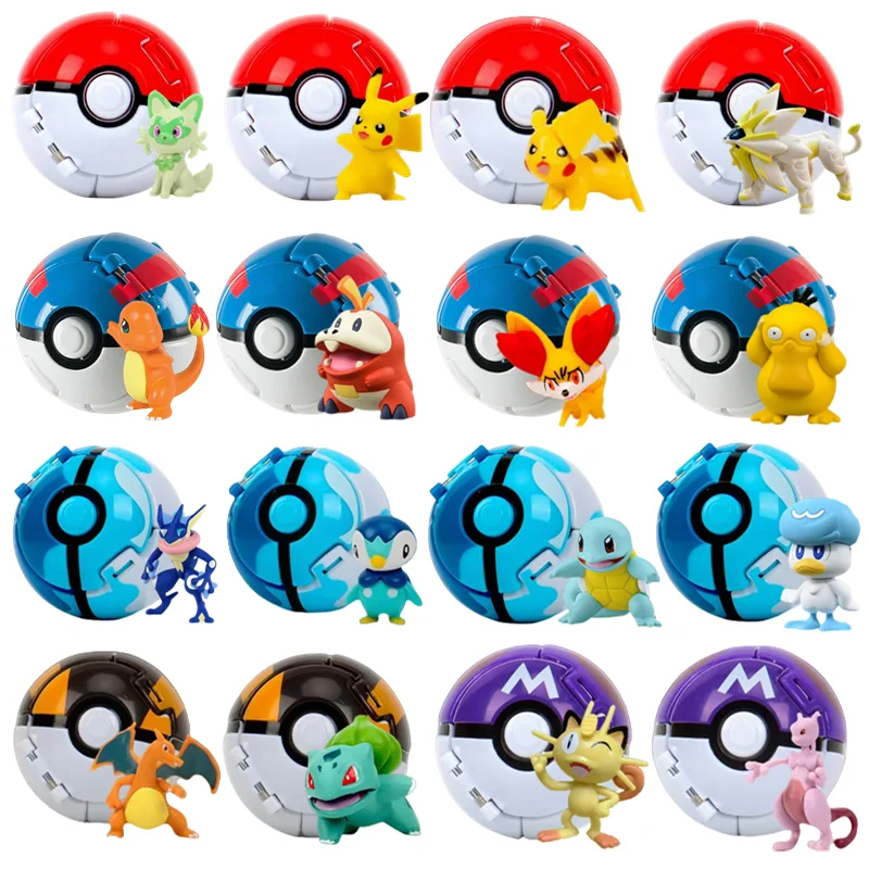 kf-S0ee179f3385d4ccf903613bb9a9bd8abS Pokeball Pokemon Figurine Elf Ball Anime Figure Cartoons Pikachu Charizard Pocket Monster Pet Anime Action Model Toy Kids Gifts - Image 1