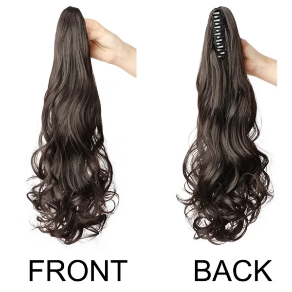20Inch Synthetic Long Curly Ponytail Heat-resistant Claw Clip in Hair Extension Black Brown Hairpiece for Women - Image 5