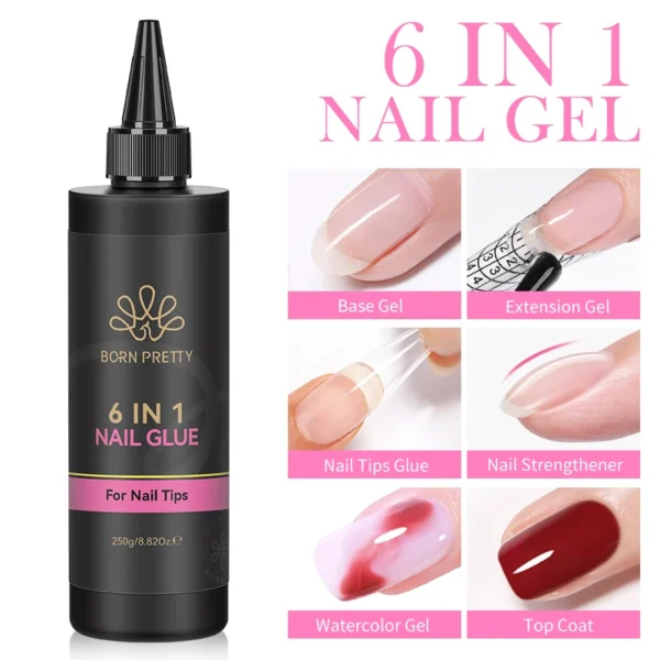 BORN PRETTY 250g Super Top Coat Base Gel Soak off UV LED Drying Long Lasting Semi Permanent Jelly Nude Pink Gel Nail Polish - Image 4