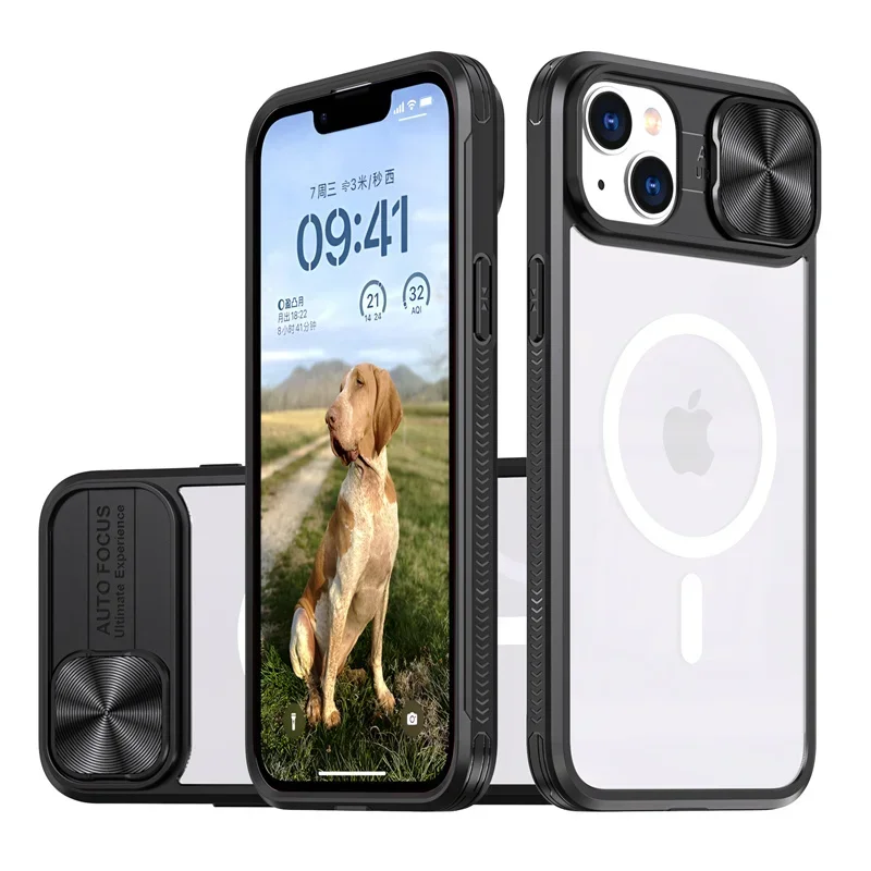 kf-S103fdac565e9488489af5d3c5770736de Slide Camera Lens Acrylic For Magsafe Magnetic Wireless Charging Case For iPhone 16 15 14 Plus 13 12 11 Pro Max XR X S 7 8 Cover - Image 1