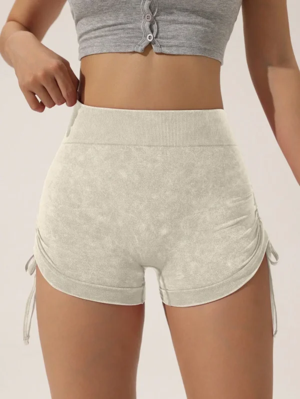 Matte craft summer three part pants yoga pants women's drawstring sports shorts European and American peach hip lifting fitness - Image 6