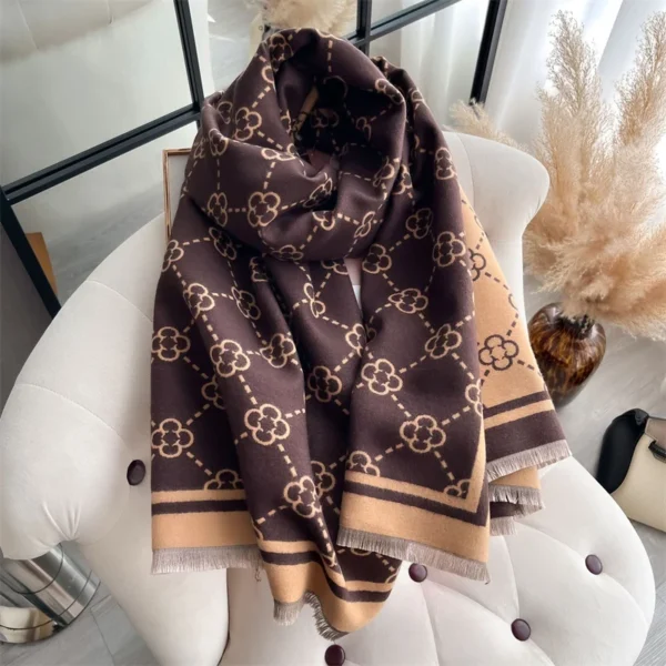 Luxury Cashmere Plaid Scarf Winter Women Pashmina Shawls Warm Blanket Wraps Female Foulard Bandana Brand Thick Scarves Hijab - Image 3