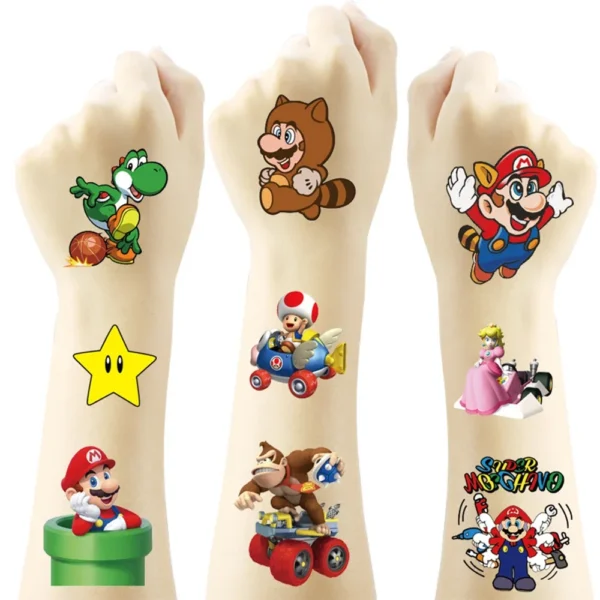20Pcs/set Super Mario Bros Temporary Tattoo Stickers Kawaii Luigi Yoshi Figure Decals Toys Children Birthday Party Gifts - Image 6