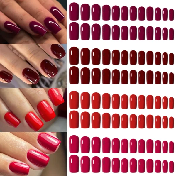 96pcs Boxed 4color Short Nail Tips Ballet/Coffin/Square Full Cover Matte Bright False Nails Press-On Nails DIY Manicure Design - Image 6
