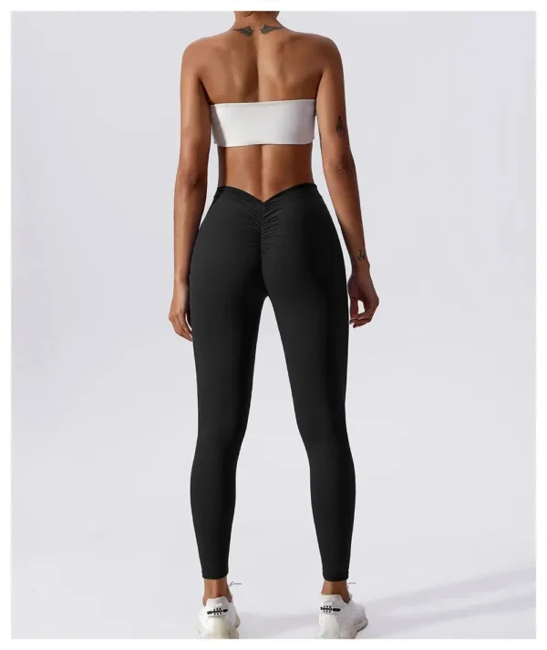 Yoga Pants Back V-Waist Fitness Hip Lift Honey Peach Hip Sports Tights No Awkwardness Thread Warp Hip Long Pants - Image 6