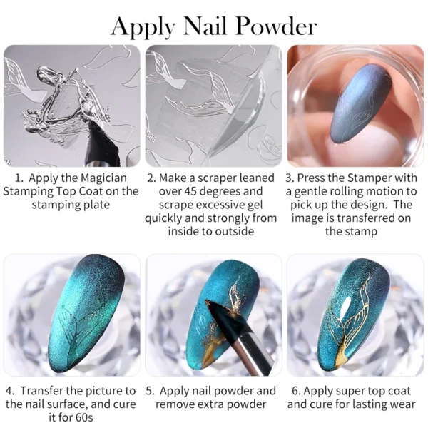 BORN PRETTY 5ml Magician Stamping Top Coat No Wipe Clear Stamping Gel For Apply Nail Powder Transparent DIY Manicure Print Tool - Image 6
