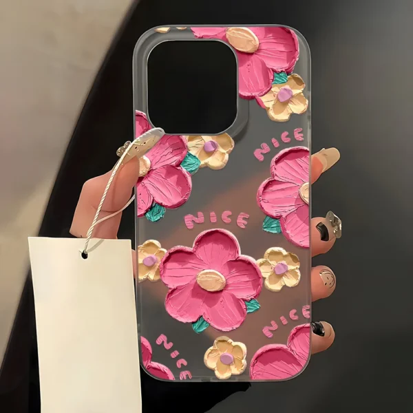 Oil Painting Flower Phone Case For iPhone 15 Pro Case iPhone 11 16 14 13 12 17 Pro Max Mini Shockproof Silicone Soft TPU Cover - Image 2
