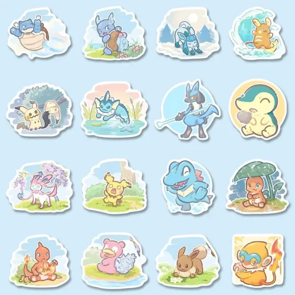 63pcs Pokemon Anime Stickers Pikachu Laptop Skateboard Suitcase Kawaii Sticker Guitar Phone Cartoon Kid Gift Toys - Image 6