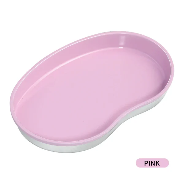 1Pcs Pink Stainless Steel Cosmetic Storage Tray Nail Art Equipment Plate Tools Dental&False Nails Nail Decorations Display Tray - Image 4