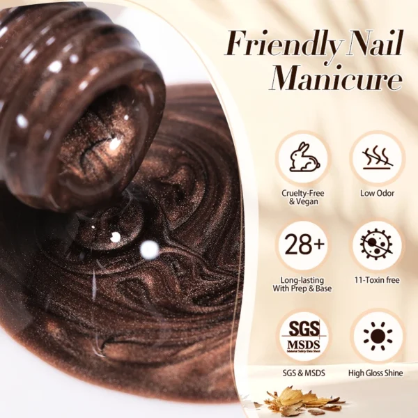 BORN PRETTY 10ml Coffee Brown Cat Magnetic Gel Nail Polish Winter Autumn Glass Beaded Sparkling Glitter Semi Permanent Varnish - Image 6