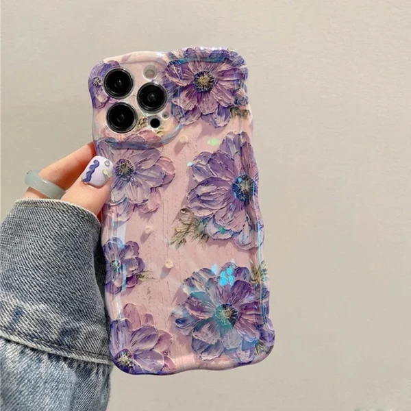Luxury Flower Pattern Laser Phone Case For iPhone 11 12 13 14 15 16 Pro Max Shockproof Bumper Cases Cover - Image 3