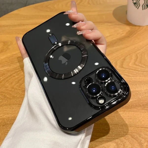 Luxury Wireless Charge Magsafe Phone Case For iPhone 15 14 13 12 11 16 17 Pro Max Plus Air Transparent Magnetic Bumper Cover - Image 3