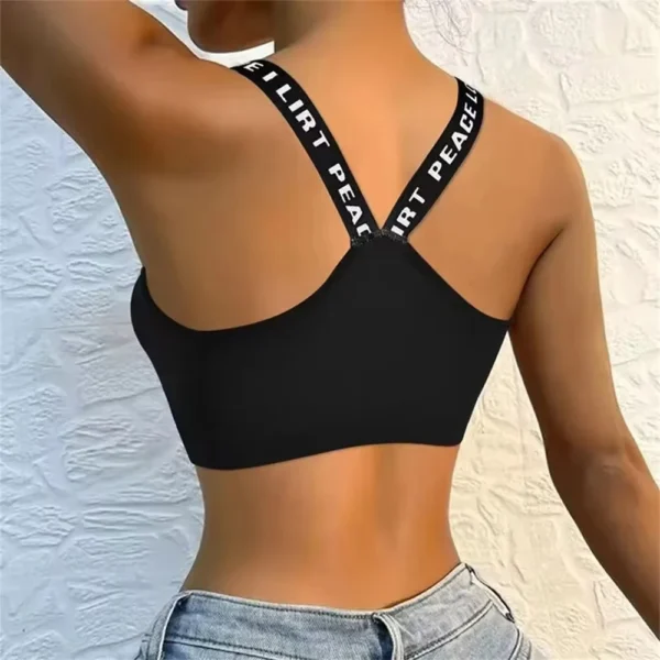Sports underwear Women Yoga Fitness Seamless Crop Top Wide Letter Straps Comfortable Workout Activewear - Image 2
