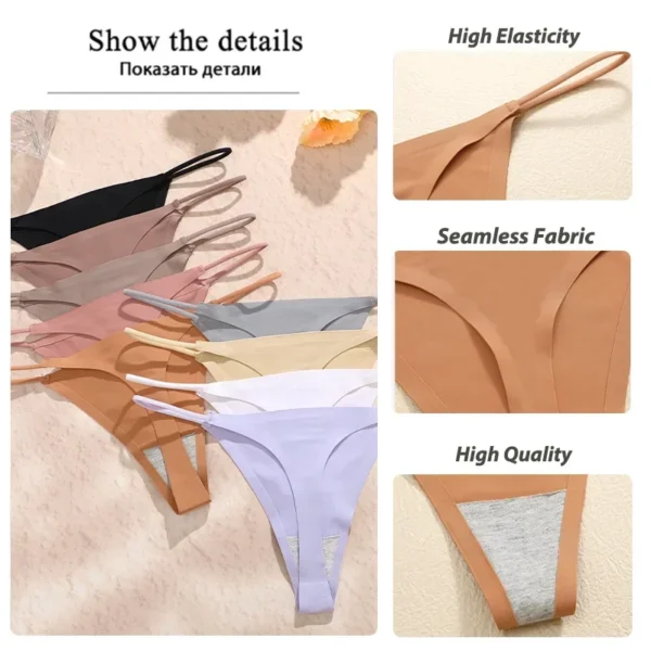 10Pcs Women Seamless Thongs Thin Strap Low Waist High Flexibility Panties Sexy Underwear Ladies Briefs T-back Comfortable Women - Image 3
