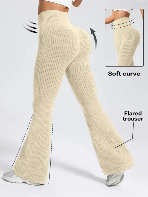 Women's High-Waist Bell Bottom Pants Sporty Tight Fit Comfortable Elastic Design Ideal for Exercise And Daily Wear - Image 3