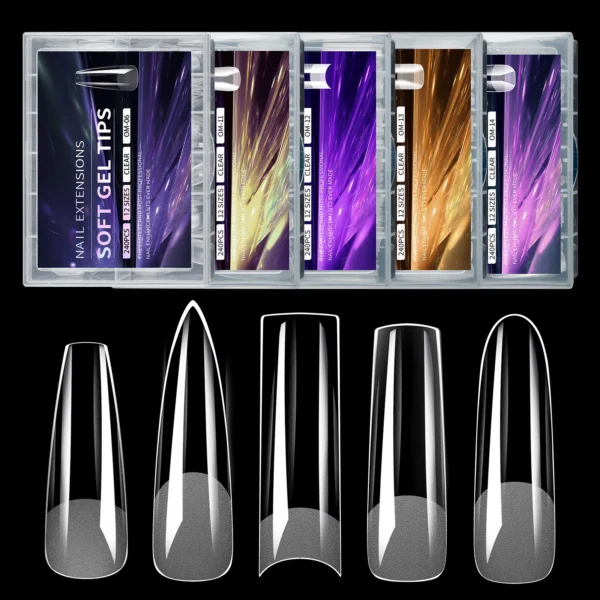 2XL Extra Long Soft Gel Tips Half Matte Clear Full Cover False Nails Stiletto Square Oval Press On Nails For Extension Design - Image 1
