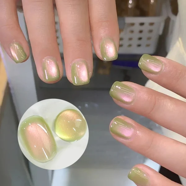 BORN PRETTY 10ml/15ml Guava Green Cat Magnetic Gel Shine Glitter Semi Permanent Soak Off UV Varnish Nail Supplies - Image 2