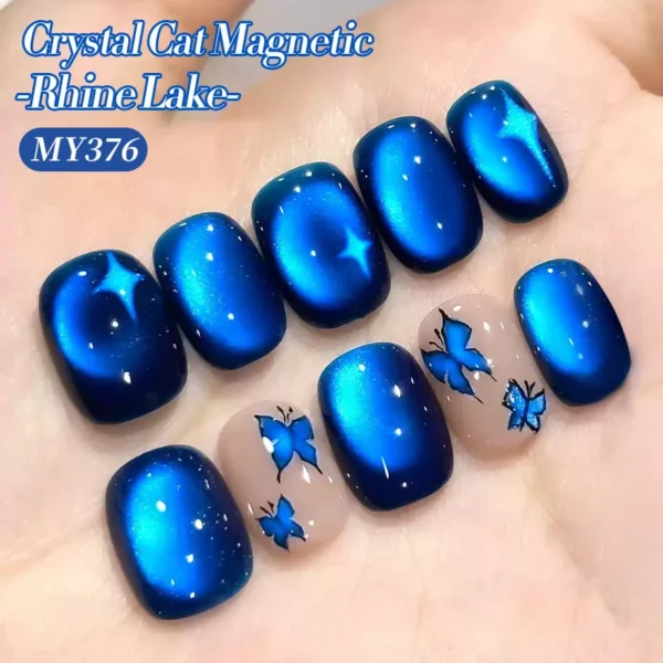 BORN PRETTY 10ml Rhine Lake Blue Cat Magnetic Gel Dark Blue Glitter Soak Off UV Gel Nail Art Varnish Manicure Nail Art Salon - Image 4