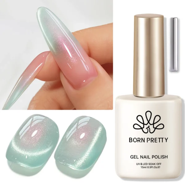 BORN PRETTY 15ml Tuberose Auroras Cat Magnetic Gel Nail Polish Gold Glitter Shine Soak Off UV Gel Nail Art Varnish NailSupplies - Image 2