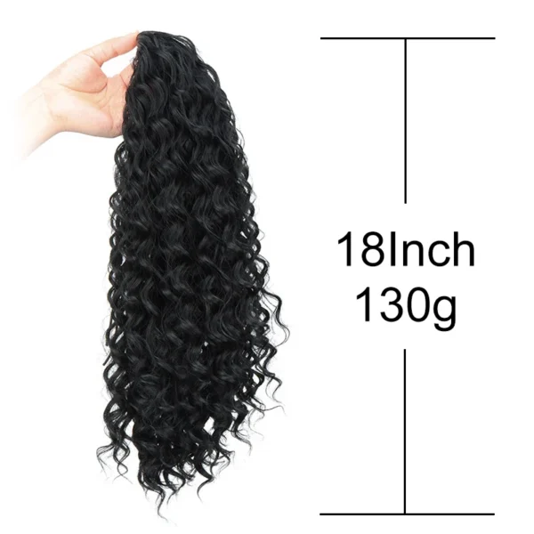 18Inch Synthetic Long Afro Kinky Curly Drawstring Ponytail Curly Fake Tail Hair Extension Fluffy Hairpiece for Women - Image 3