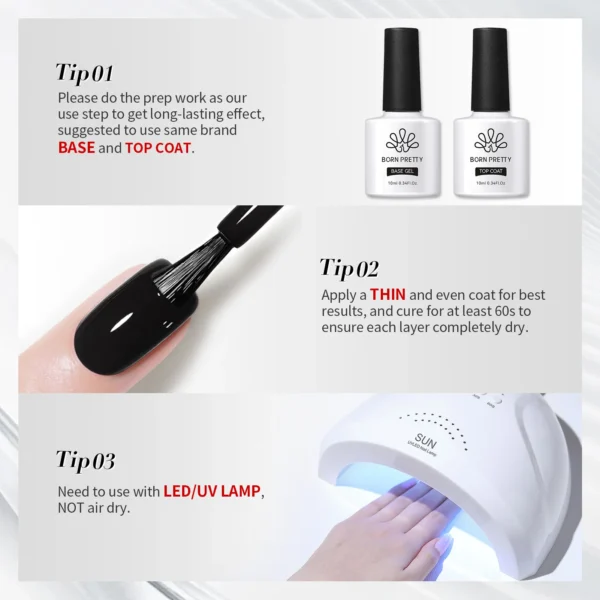 BORN PRETTY 10ml Gel Nail Polish Gel 130 Colors Semi Permanent Solid Nail Gel Varnish Soak Off UV Gel for Base Top Coat - Image 4