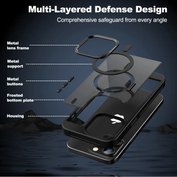 Luxury Magnetic Metal Frame Bumper Protection Case for iPhone 16 15 14 13 12 11 Pro Max Plus Magsafe Acrylic Translucency Cover - Image 6