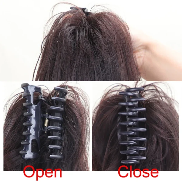Synthetic 12Inch Ponytail Claw Clip Ponytail Extensions Short Curly Ponytail Ladies Black Brown Blonde Hair Clip for Women - Image 5
