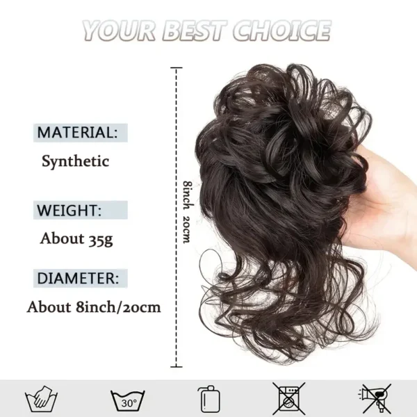 Synthetic Elegant Messy Curly Elastic Rubber Band Hair Bun Fluffy Easy to Style Suitable for Daily Use - Image 2