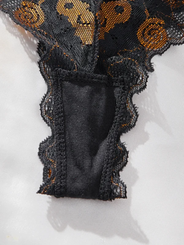 Ellolace Halloween Lingeries Sexy Hot Exclusive Pumpkin Lamp Wacky Faces 2PC Set Witty Treat and Trick Cosplay Women's Underwear - Image 5