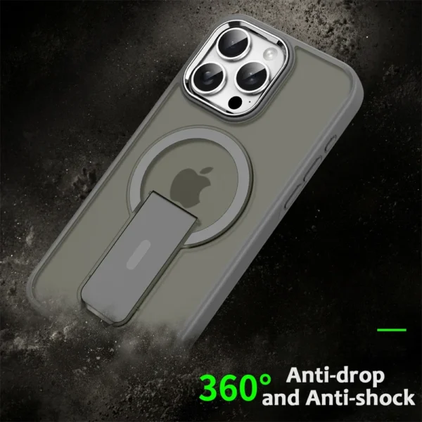 Luxury For Magsafe Folding Stand Magnetic Phone Case For iPhone 16 15 14 13 12 17 Pro Max Plus Matte Translucent Back Cover Caps - Image 6