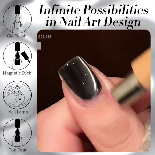 BORN PRETTY 10ml Black Glass Cat Magnetic Gel Nail Polish Punk Style Nail Art Manicure Varnis Semi Permanent Gel for Winter Nail - Image 6