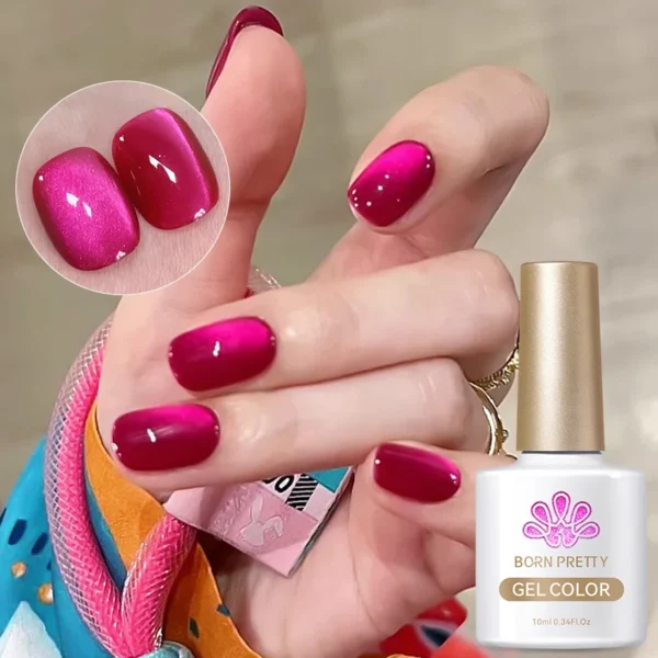 BORN PRETTY 10ml Dark Red Cat Magnetic Gel Nail Polish for Winter Nails DIY Jelly Glass Silver-Light Varnis Semi Permanent - Image 3