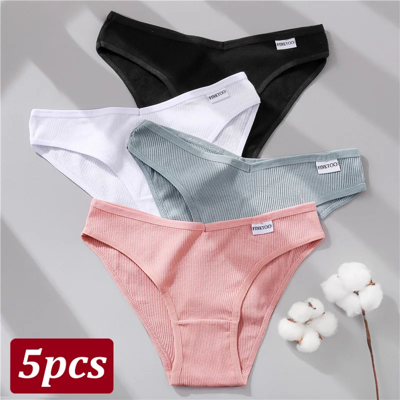 kf-S1cb2ecf7ac3e422a9698ae16fc8ecb1fj 5PCS Women Cotton M-4XL Panties Briefs Female Sexy V Wasit Underwear Ladies Underpants Pantys Girls Plus Size Intimates Lingerie - Image 1