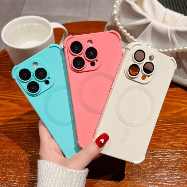 Luxury Magsafe Wireless Charge Case For iPhone 17 16 15 14 13 12 Pro Max Plus Air Soft Liquid Silicone Magnetic Shockproof Cover - Image 4