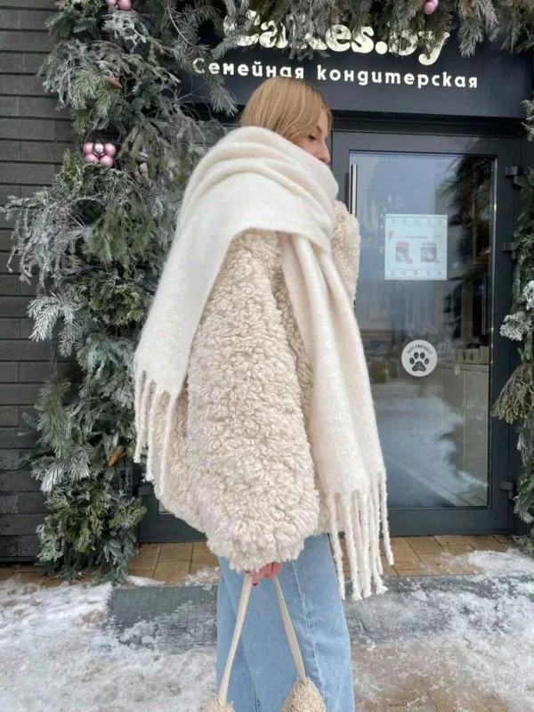 Luxury Winter Scarf Women Cashmere Warm Pashmina Foulard Female Solid Shawls Wraps Thick Soft Bufanda Tassels Scarves Long Stole - Image 2