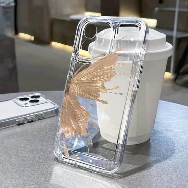 Gold Butterfly Phone Case For iPhone 16 11 13 15 14 12 17 Pro Max 7 8 Plus 16e XR X XS Max SE 2022 Soft TPU Transparent Cover - Image 5