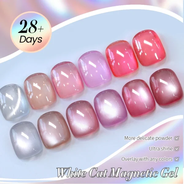 BORN PRETTY 10ml Flow Light White Cat Magnetic Gel Nail Polish Ultra Shine Soak Off UV Gel Mirror Glass Bead Gel Nail Art - Image 4