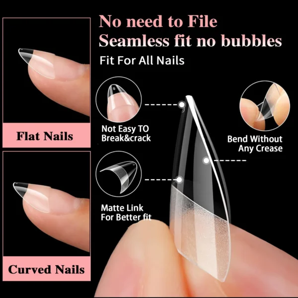 600pcs/Boxed Ultra Short French False Press On Acrylic Nails Tips Almond Square Traceless Manicure Salon Home DIY Fake Nail - Image 3