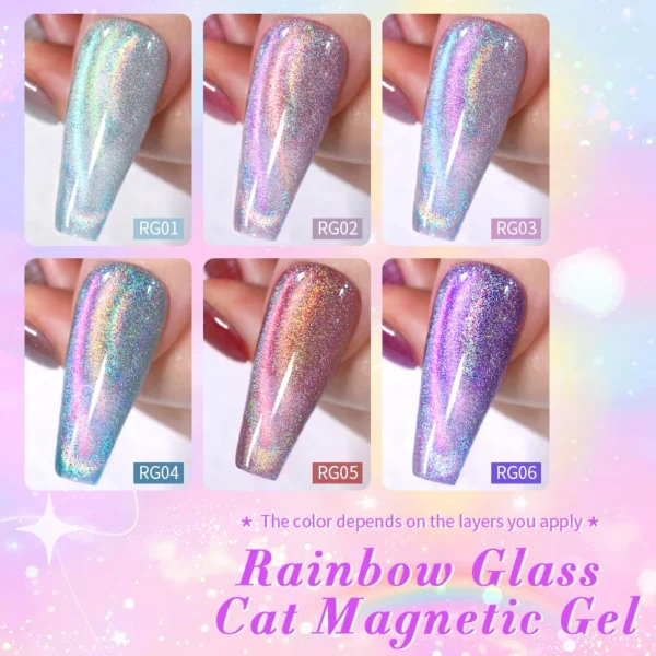 BORN PRETTY 9D Lasers Cat Magnetic Gel Nail Gel Rainbow Magnetic Gel Soak Off UV LED Nail Varnish UV Gel for Nail Art at Home - Image 2