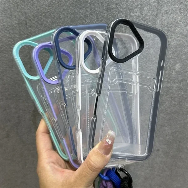 Luxury Card Bag Transparent Phone Case For iPhone 11 12 13 14 15 16 Pro Max Plus X Xs XR Clear Shockproof Bumber Cover - Image 2
