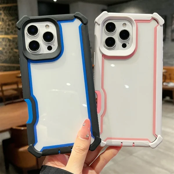 Heavy Duty Dual Layer Transparent Luxury Shockproof Durable Phone Case for iPhone 16 Pro Max 15 Plus 14 13 12 11 Protect Cover - Image 2