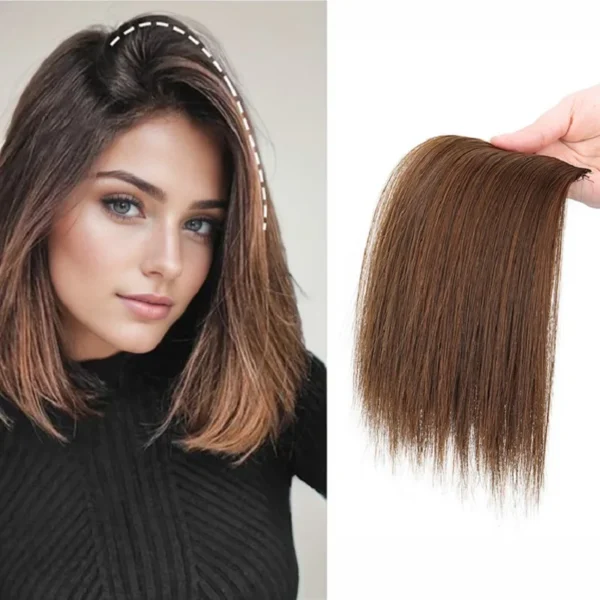 Synthetic 10/20/30cm Short Straight Hair Pieces Invisible Clip in Hair Top Side Cover Hair Accessories for Women - Image 1