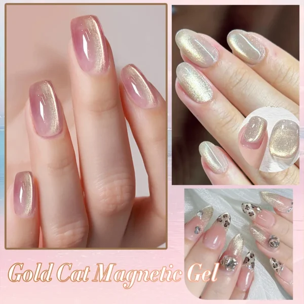BORN PRETTY Pink Gold Cat Magnetic Gel Nail Polish Super Glass Light Nail Gel Varnis Semi Permanent for Valentine's Day Nails - Image 6