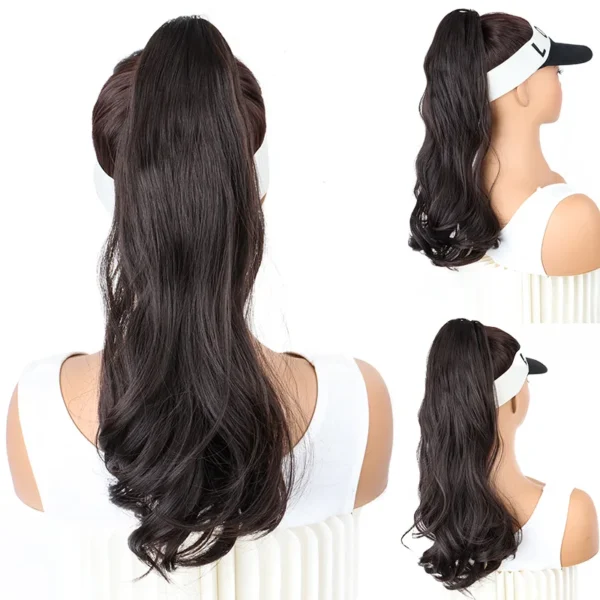 18Inch Synthetic Long Wavy Curly Ponytail Claw Clip in Hair Extension Black Brown Hairpiece Easy to Wear for Women - Image 6