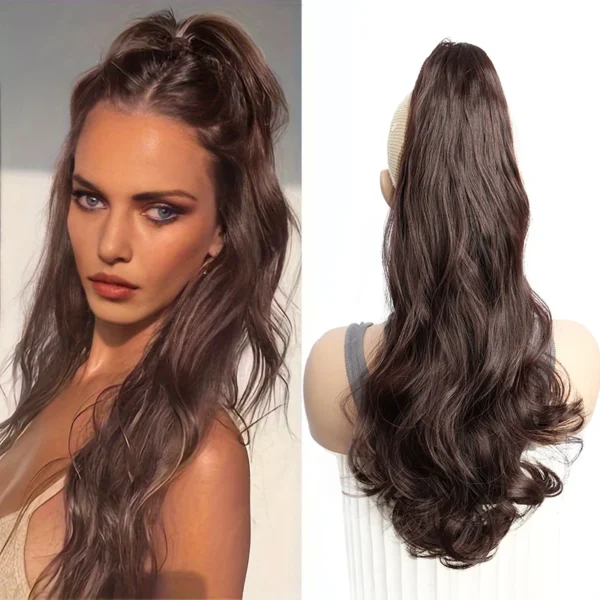 Synthetic Long Curly Wavy Ponytail Hair Extension Claw Clip in Ponytail Hairpiece for Women - Image 6
