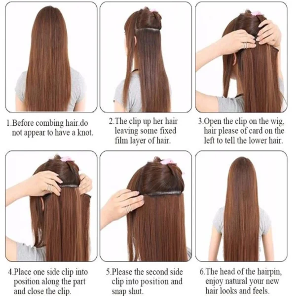 Synthetic 5 Clips One Piece Thicken Hair Extension Long Striaght Hairstyle 16Inch 20Inch 24Inch Black Brown Hairpiece for Women - Image 6